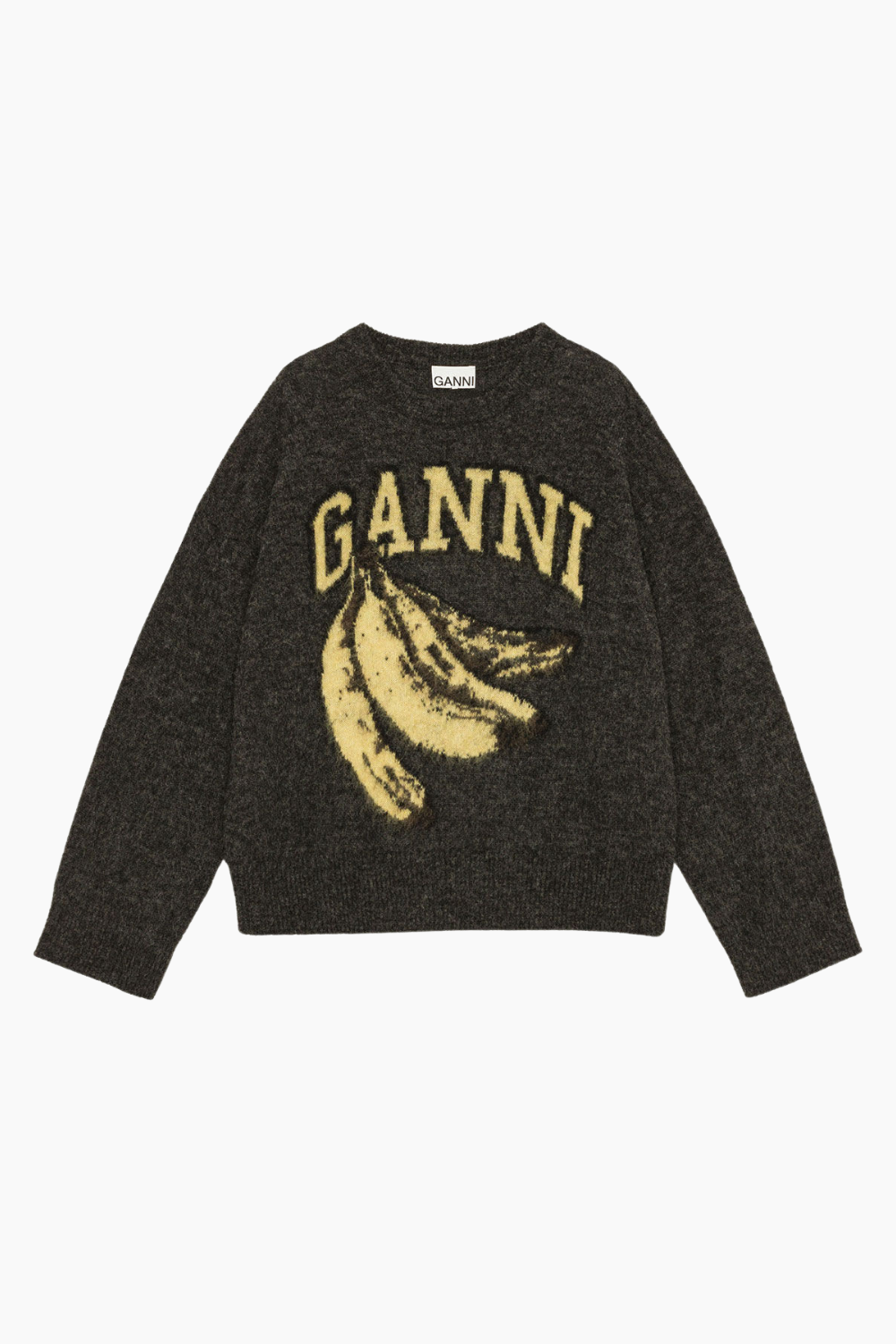 Fine Brushed Alpaca Banana Oversized O-neck K2516 - Phantom - GANNI