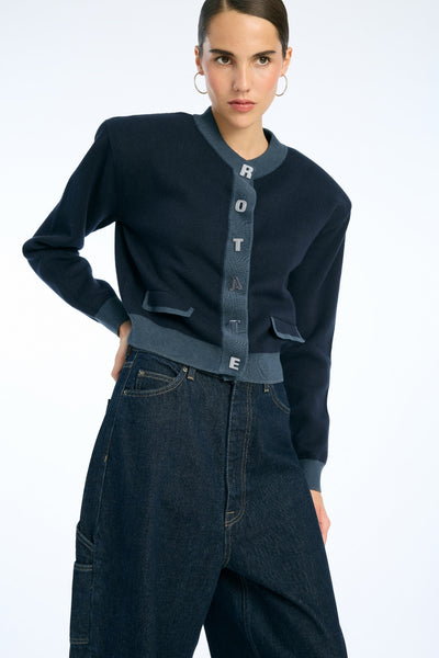 Firm Knit Cardigan - Sky Captain (Dark Blue) - Rotate