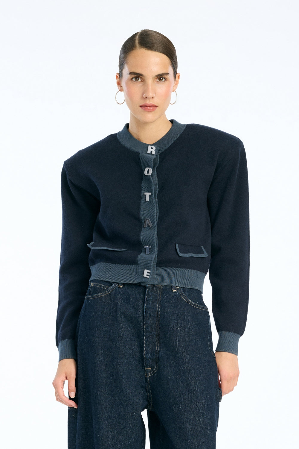 Firm Knit Cardigan - Sky Captain (Dark Blue) - Rotate