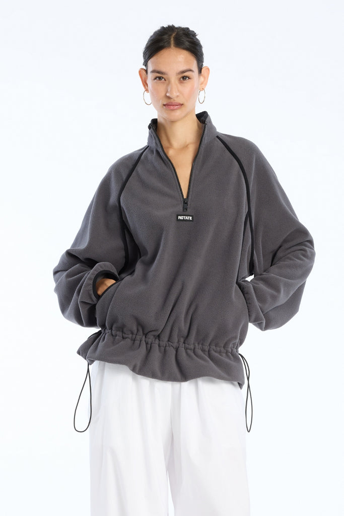 Fleece Half Zip Jacket - Gray Pinstripe - Rotate