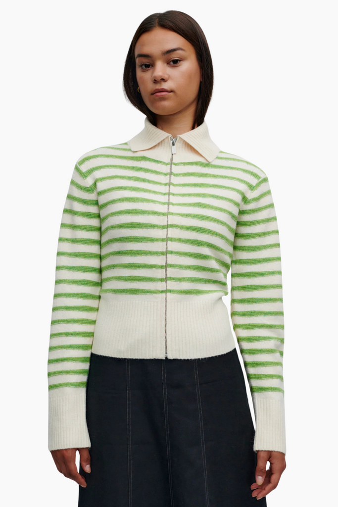 FlorentineRS Knit Cardigan - Green Stripe - Résumé