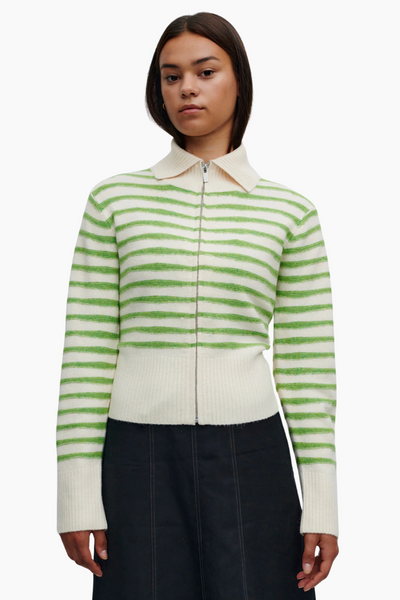 FlorentineRS Knit Cardigan - Green Stripe - Résumé-1