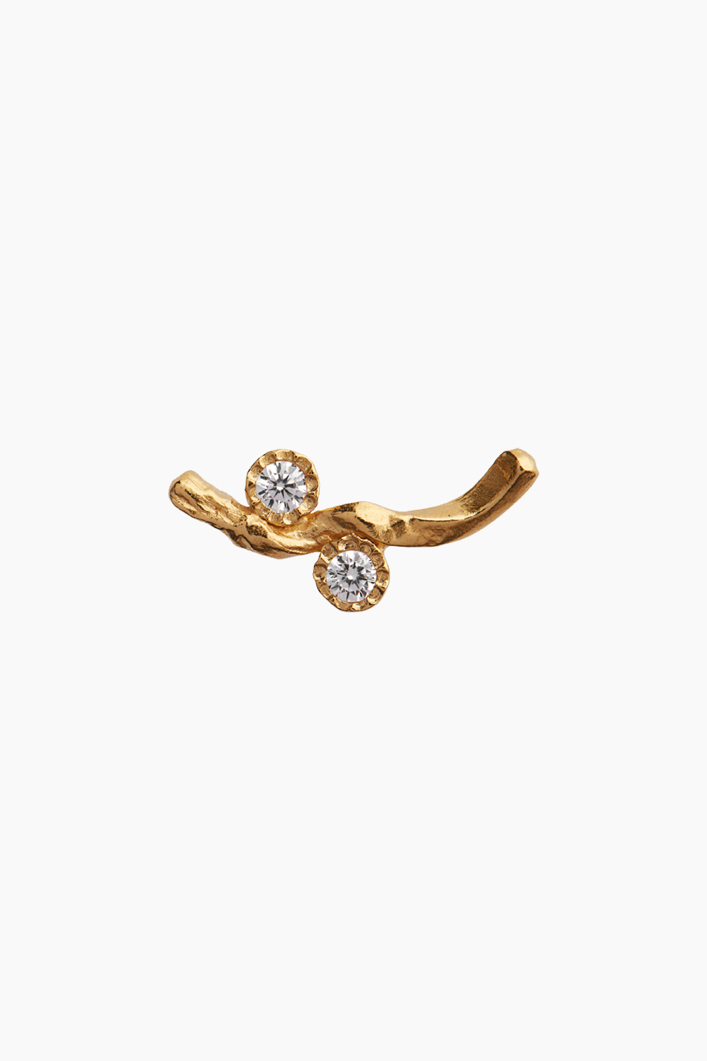 Flow Earring With Two Stones - Gold - Stine A