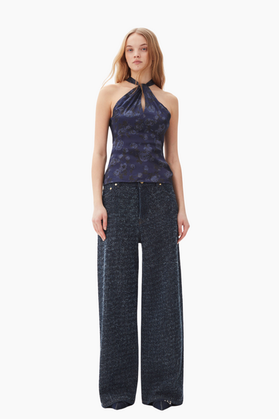 Fluffy Denim Wide Jeans J1542 - Rinse - GANNI