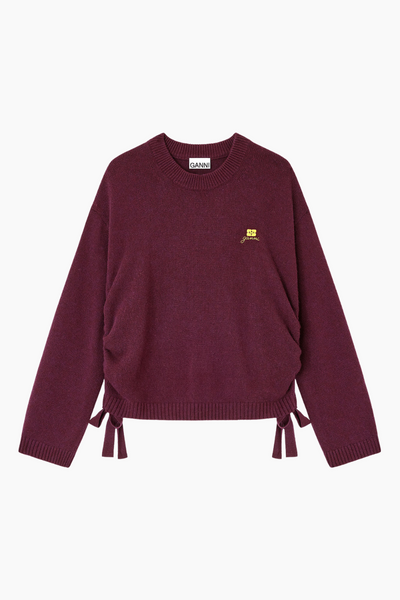 Future Wool Mix Oversized O-neck K2631 - Burgundy - GANNI