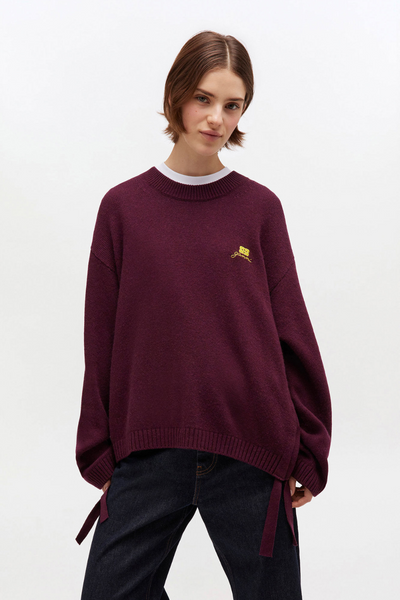Future Wool Mix Oversized O-neck K2631 - Burgundy - GANNI