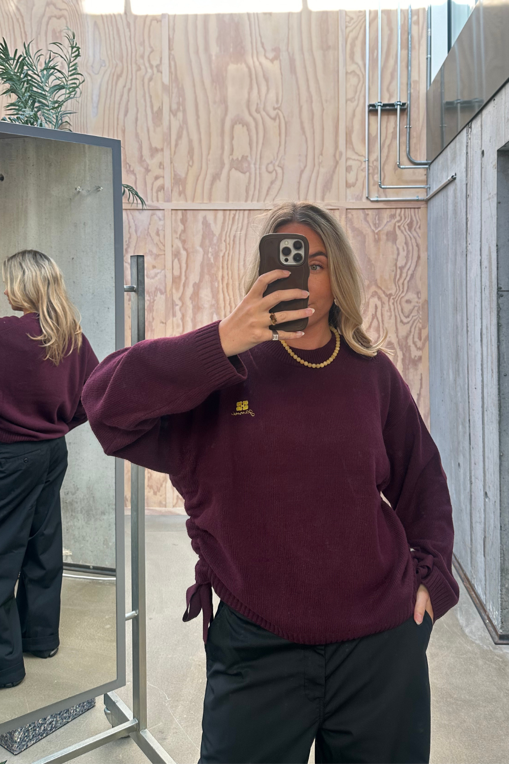 Future Wool Mix Oversized O-neck K2631 - Burgundy - GANNI