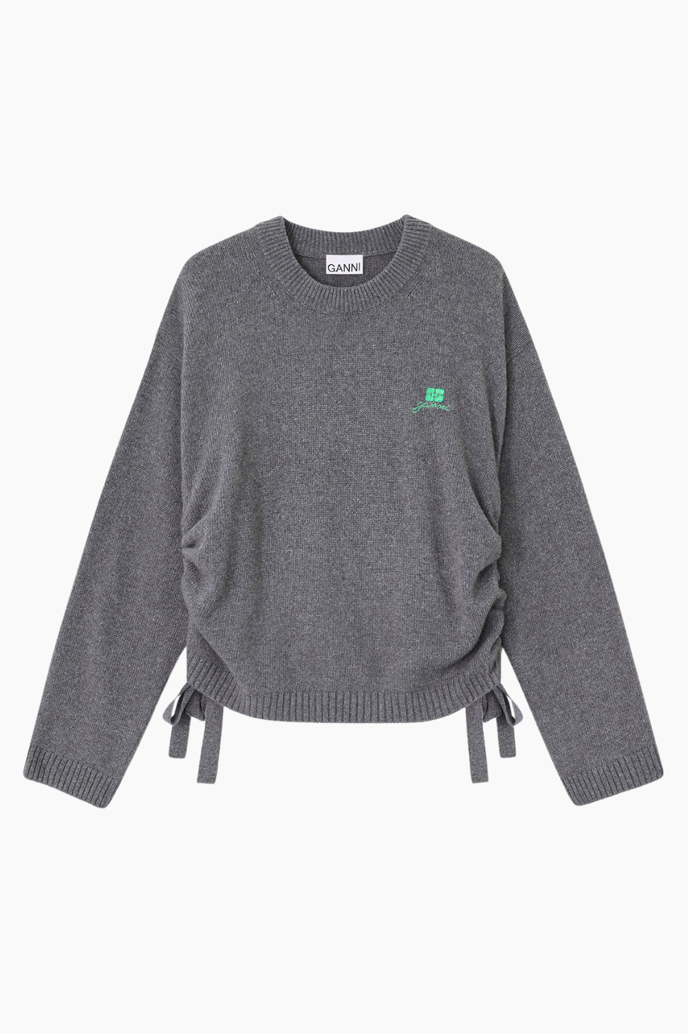 Future Wool Mix Oversized O-neck K2632 - Charcoal Grey - GANNI