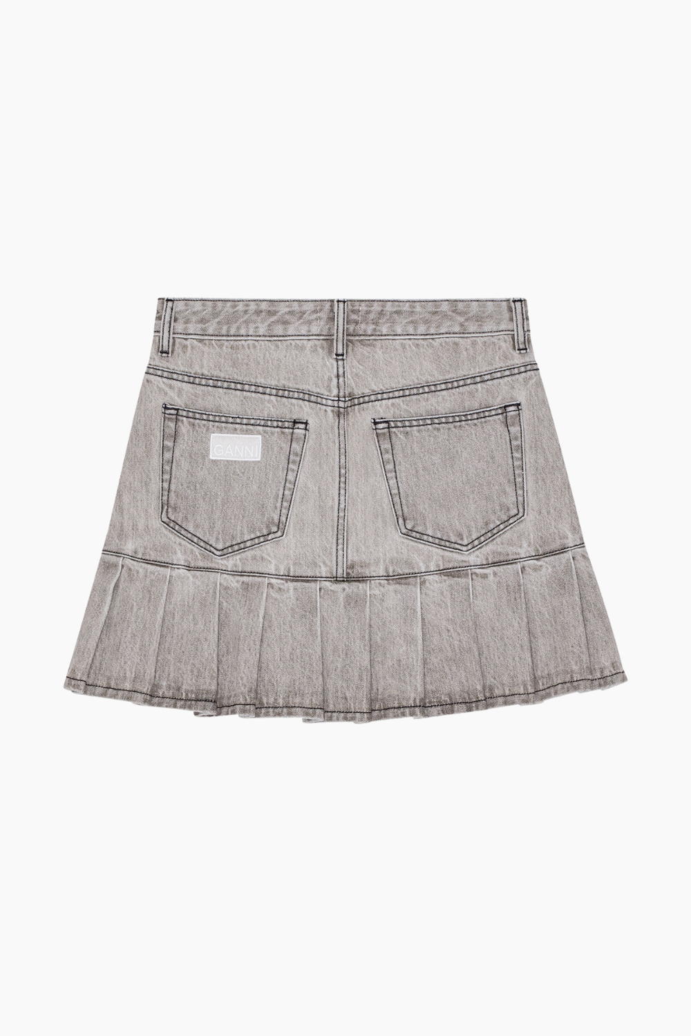Future Denim Pleated Mini Skirt J1550 - Gray Quill - GANNI