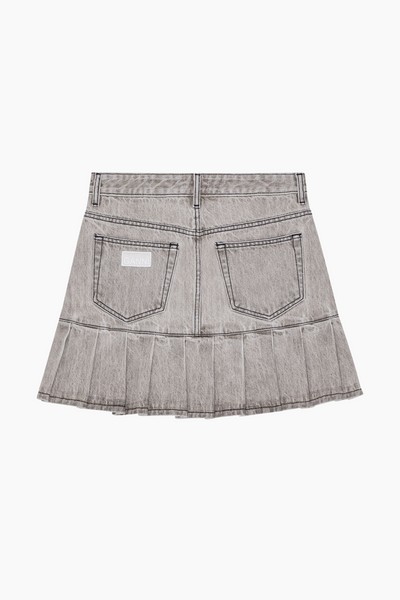 Future Denim Pleated Mini Skirt J1550 - Gray Quill - GANNI