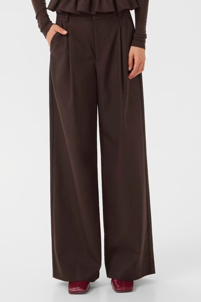 GZPaula MW Wide Pants - Molé/Brown - Gestuz
