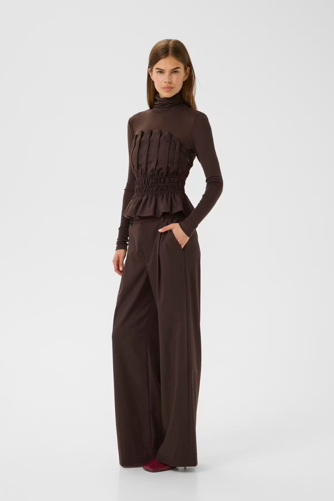 GZPaula MW Wide Pants - Molé/Brown - Gestuz