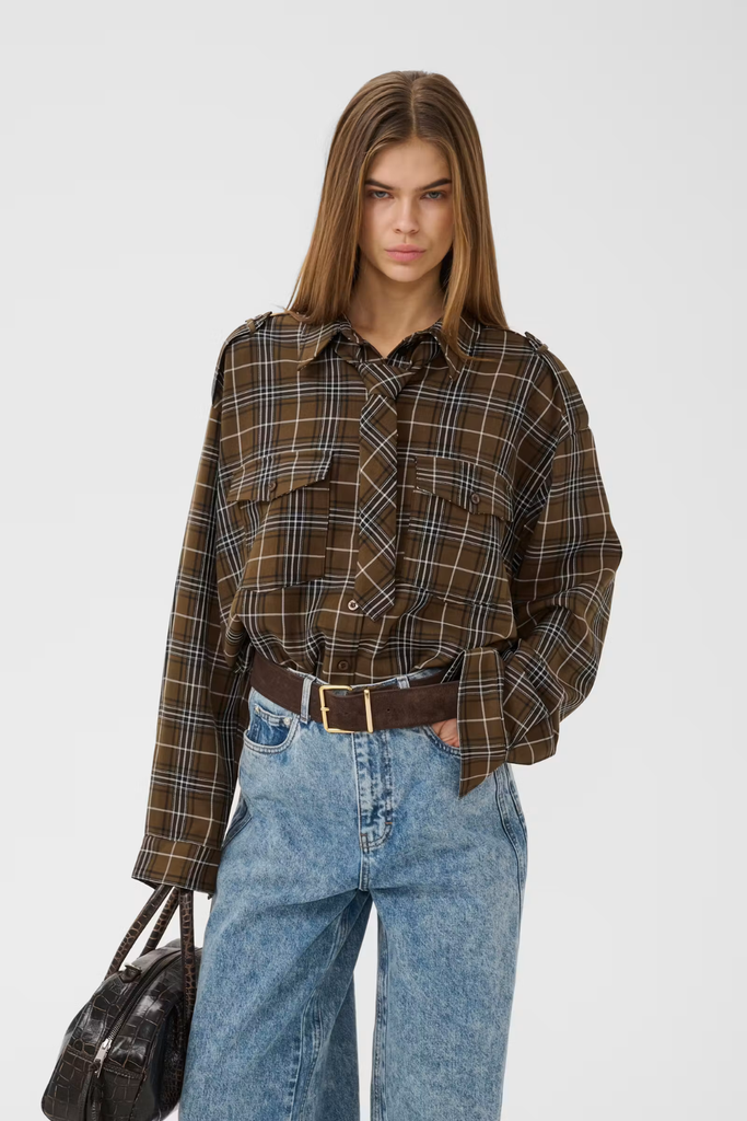 GZaleya Shirt - Green Olive Check - Gestuz