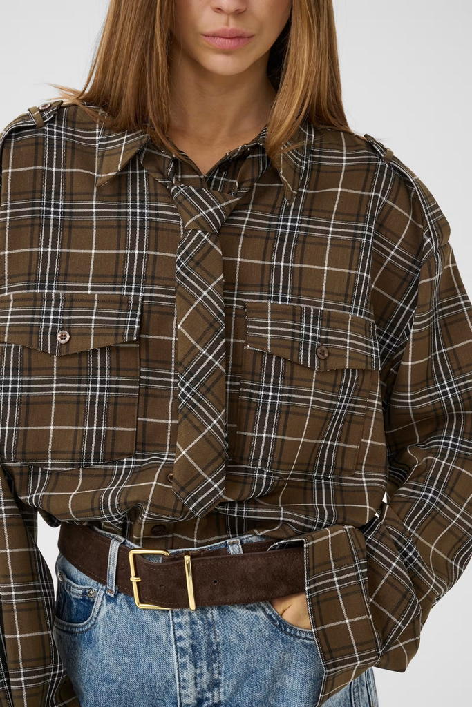 GZaleya Shirt - Green Olive Check - Gestuz