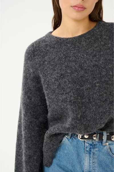 GZalpha Slit Pullover - Charcoal Melange - Gestuz