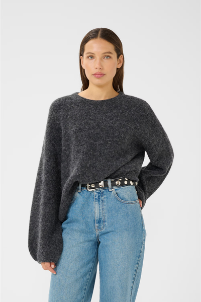 GZalpha Slit Pullover - Charcoal Melange - Gestuz