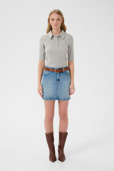 GZdrew Polo Mel Top - Grey Melange - Gestuz