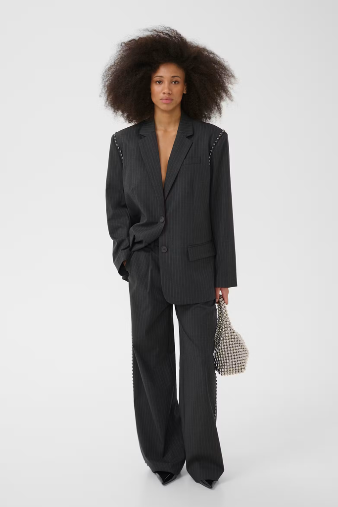 GZlehela HW Pants - Dark Grey Pinstripe - Gestuz
