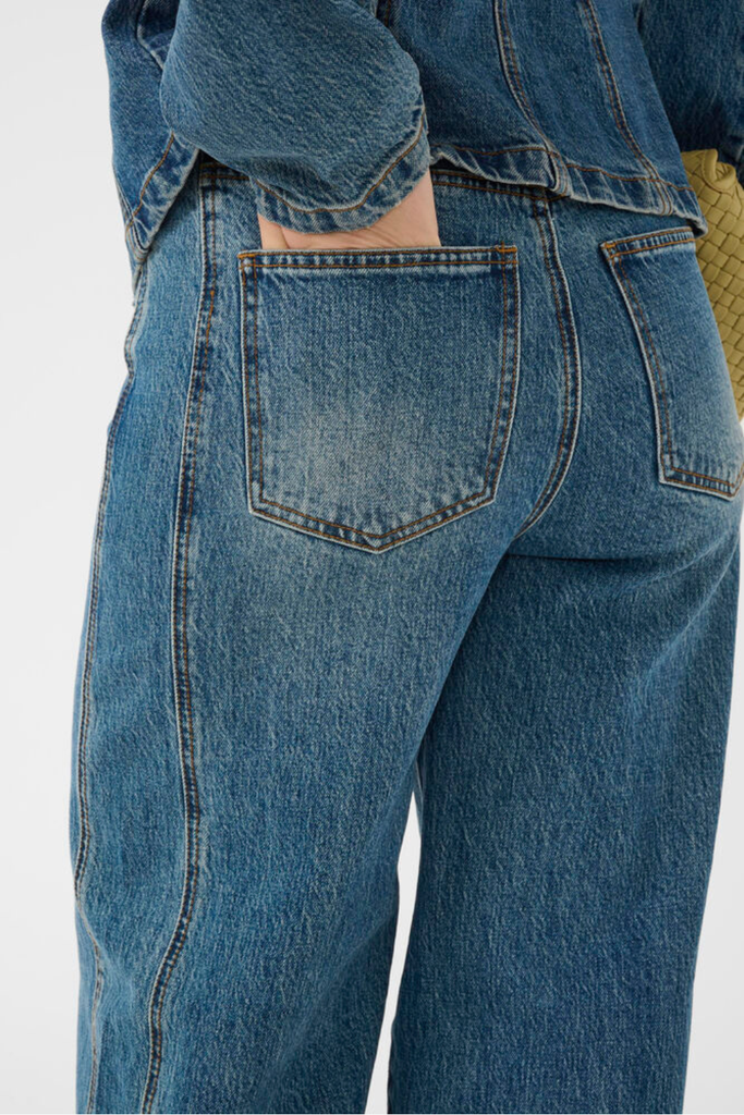 GZmelu HW Barrel Jeans - Classic Mid Blue Wash - Gestuz