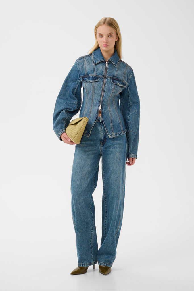 GZmelu HW Barrel Jeans - Classic Mid Blue Wash - Gestuz