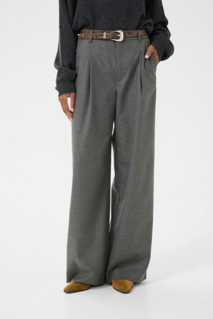GZpaula MW Wide Pants - Dark Grey Melange - Gestuz