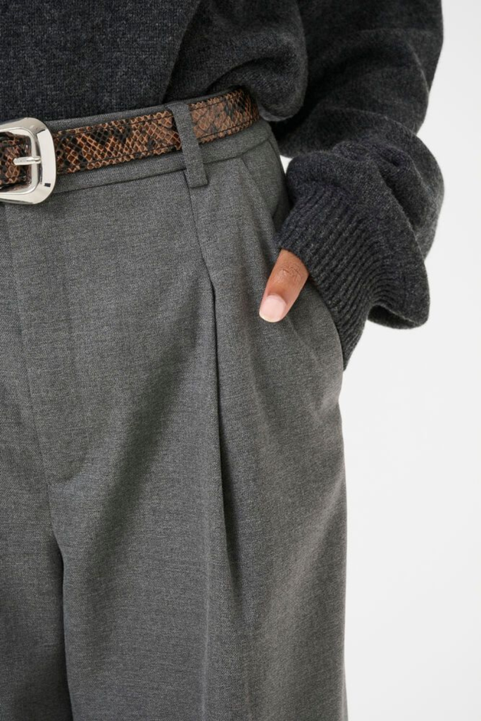 GZpaula MW Wide Pants - Dark Grey Melange - Gestuz