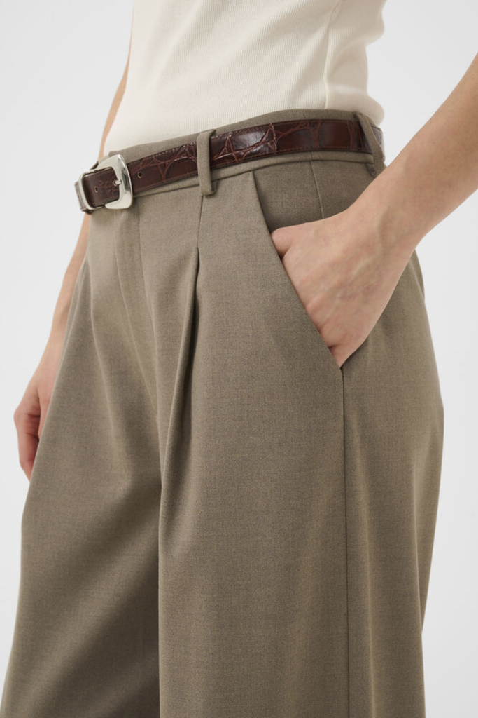 GZpaula MW Wide Pants NOOS - Dark Timberwolf Melange - Gestuz