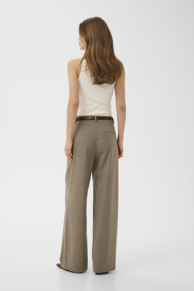 GZpaula MW Wide Pants NOOS - Dark Timberwolf Melange - Gestuz