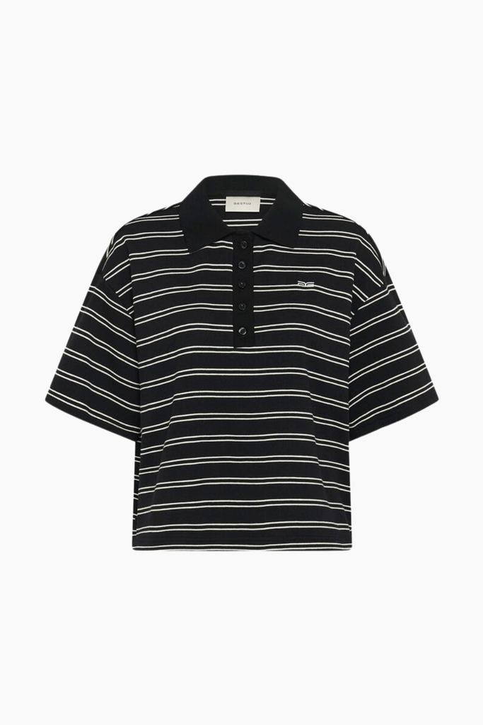 GZpilova Polo Tee - Black White Striped - Gestuz