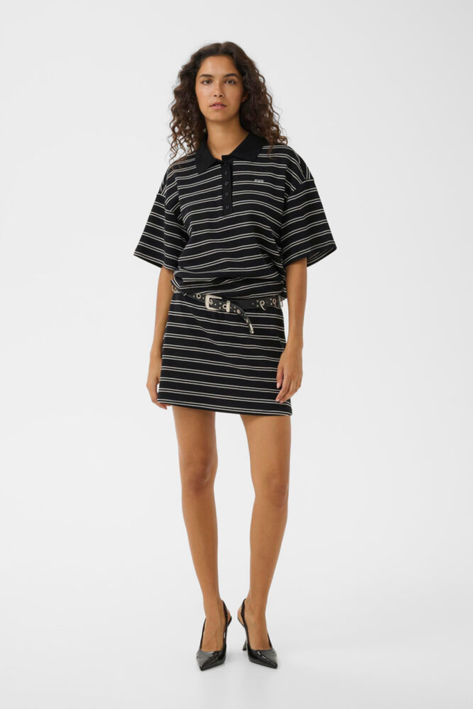GZpilova Skirt - Black White Striped - Gestuz