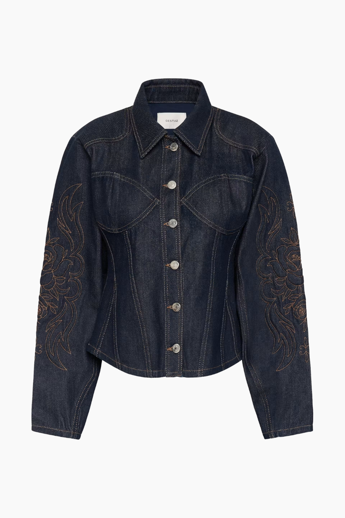 GZthenna Waisted Jacket - Dark Blue Unwashed - Gestuz