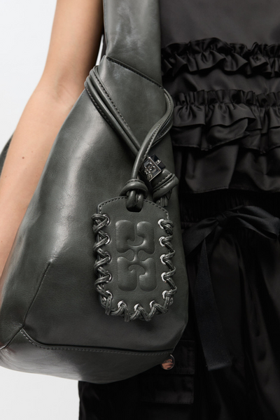 Ganni Bou Bag Hobo Medium A6865 - Steal Grey - GANNI