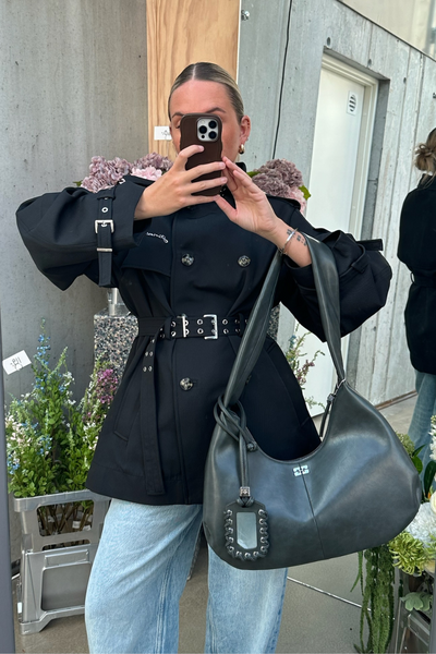 Ganni Bou Bag Hobo Medium A6865 - Steal Grey - GANNI