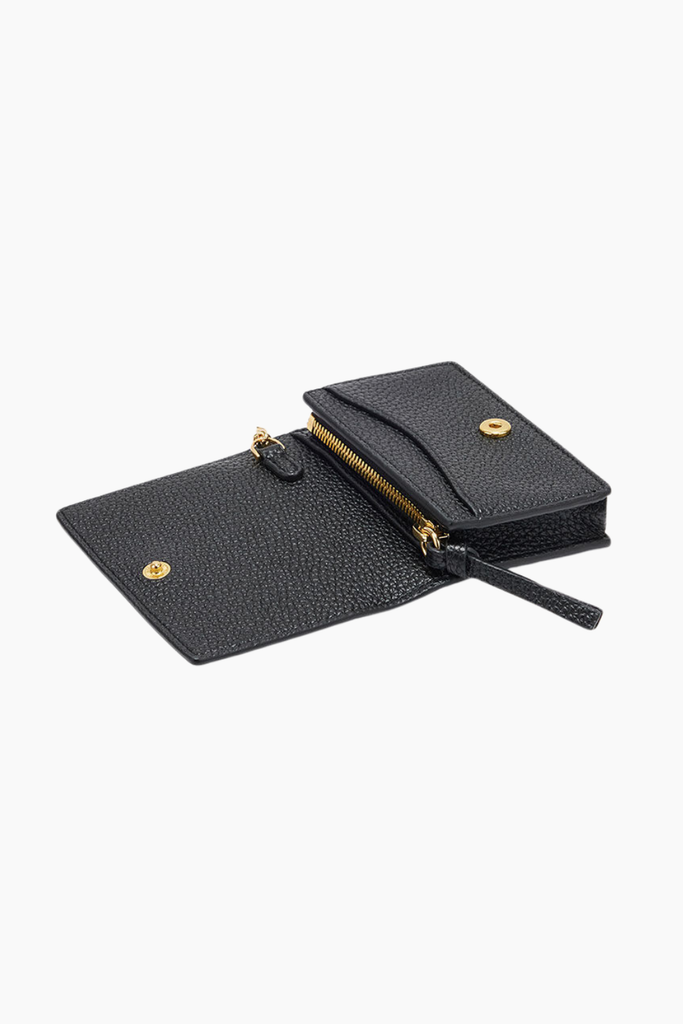 Ganni Bou Card Holder With Flap Grained A7304 - Black - GANNI
