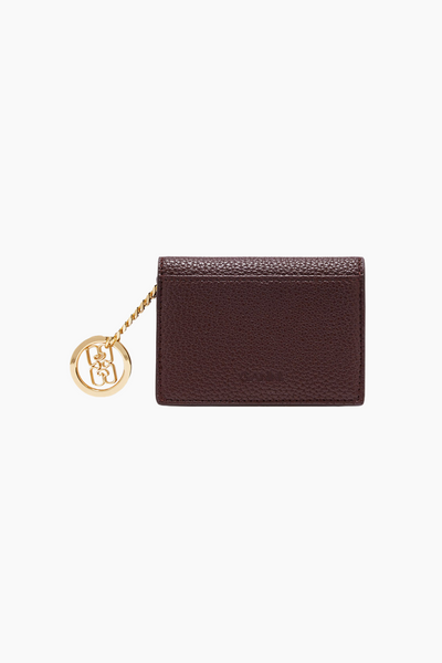 Ganni Card Holder With Flap Grained A7279 - Chicory Coffee - GANNI-3