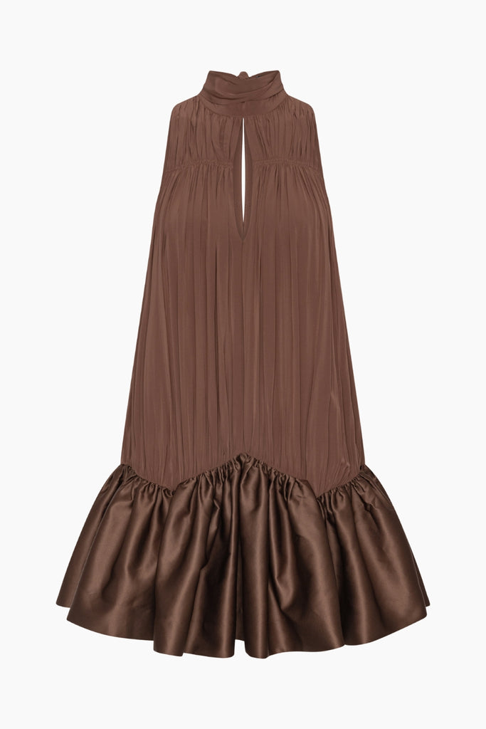 Gathered Mini Dress - Potting Soil - Rotate