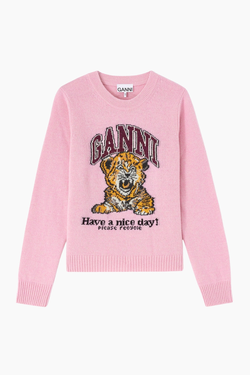 Graphic Wool Sweater A1070047 - Chalk Pink - GANNI