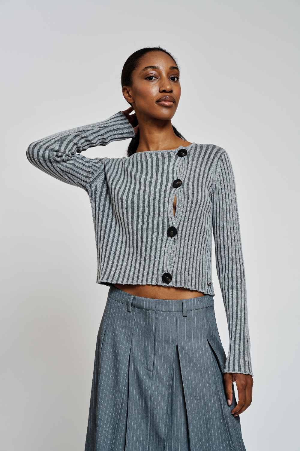 GudrunRS Knit Cardigan - Grey Melange - Résumé