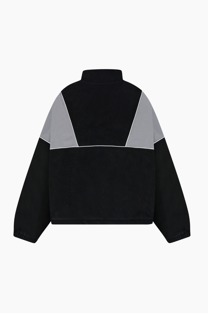 Half Zip Fleece Jacket - Black - bareen