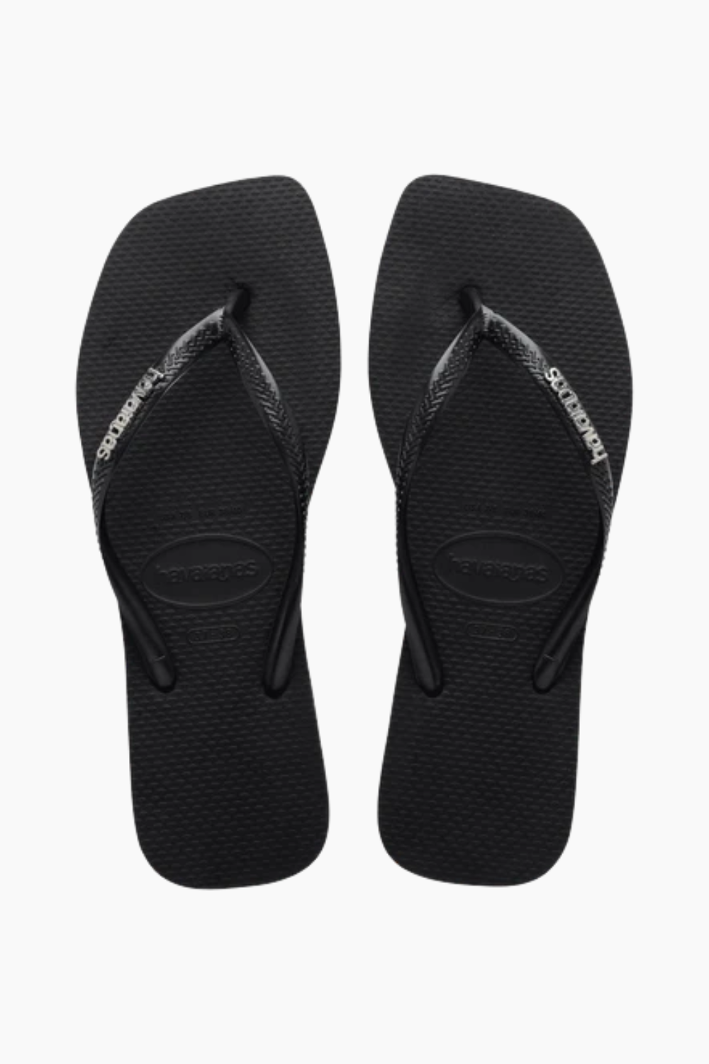 Havaianas Square Logo Metallic Flip Flops - Black/Silver - Havaianas