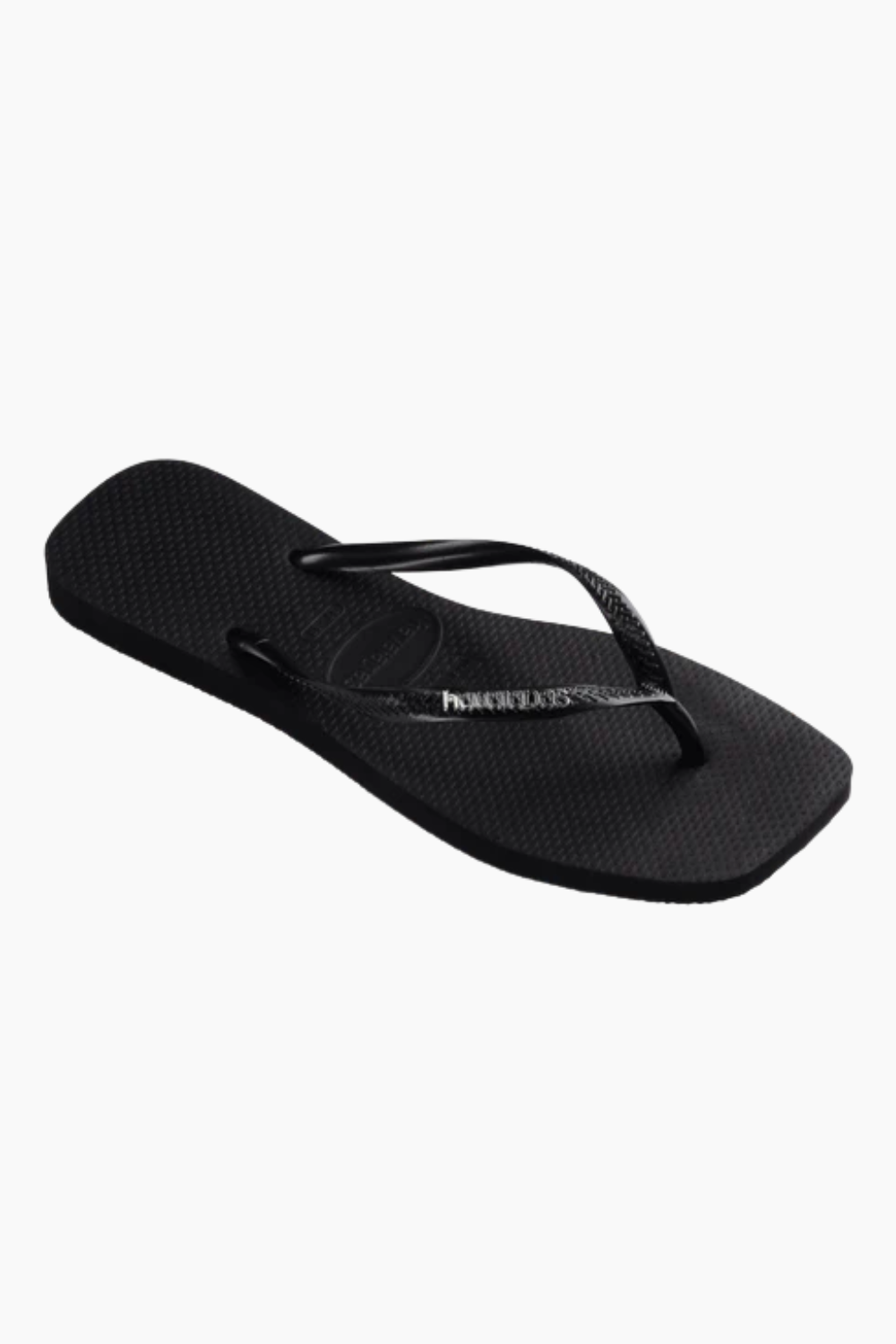 Havaianas Square Logo Metallic Flip Flops - Black/Silver - Havaianas