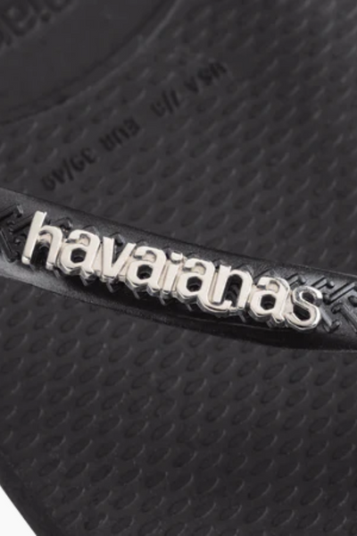 Havaianas Square Logo Metallic Flip Flops - Black/Silver - Havaianas