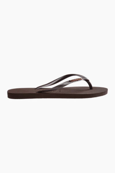 Havaianas Slim Logo Metallic Flip Flops - Dark Brown - Havaianas-3