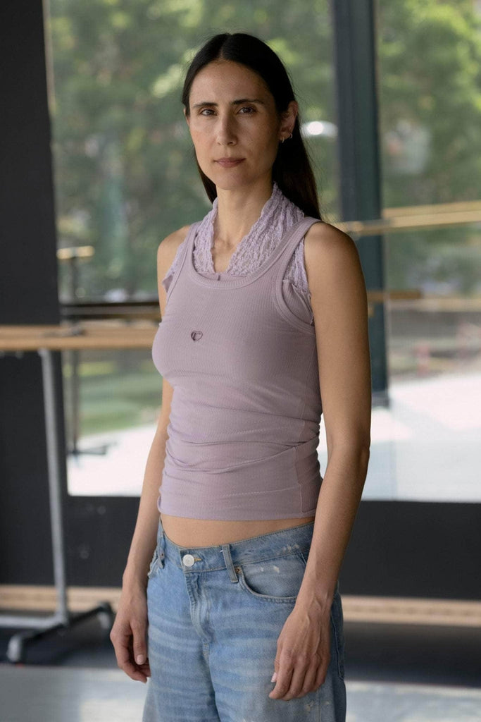 Heart Tank Fine Cotton Rib - Verbe Purple - Baserange