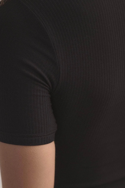 Heart Short Sleeve Cotton Rib - Black - Baserange-4
