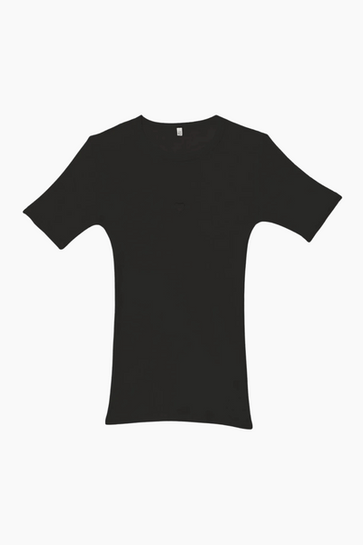 Heart Short Sleeve Cotton Rib - Black - Baserange