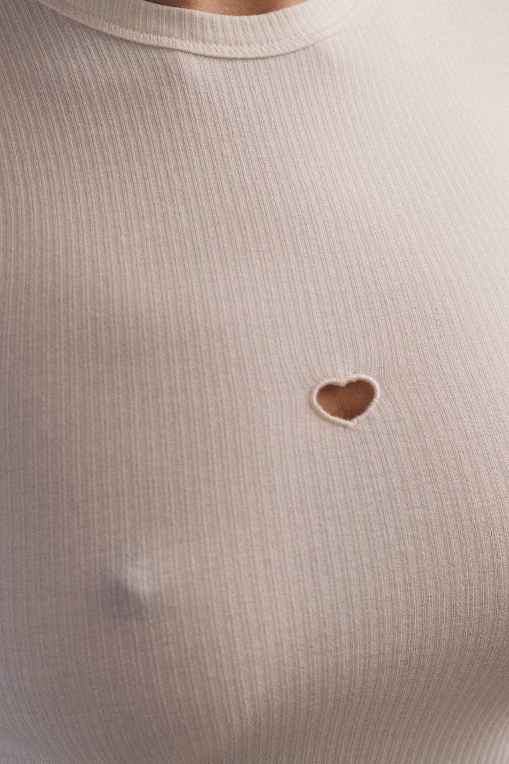 Heart Short Sleeve Cotton Rib - Undyed - Baserange-3