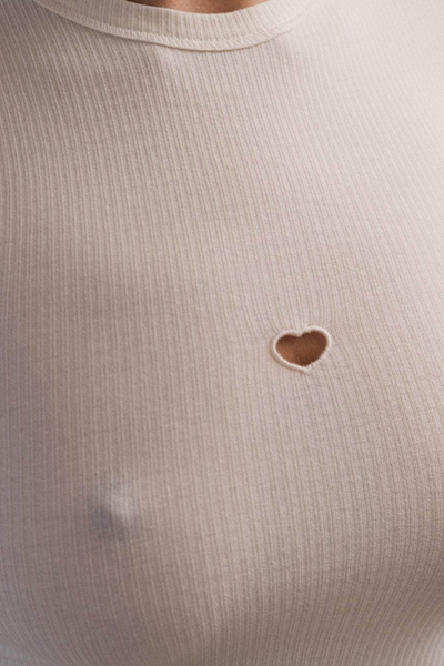Heart Short Sleeve Cotton Rib - Undyed - Baserange-3