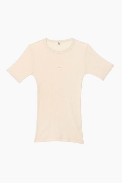 Heart Short Sleeve Cotton Rib - Undyed - Baserange