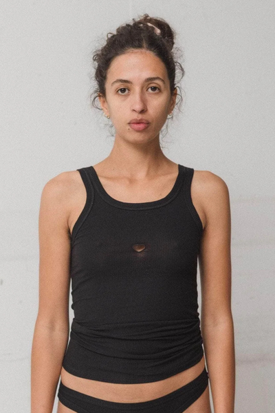 Heart Tank Cotton Rib - Black - Baserange-1